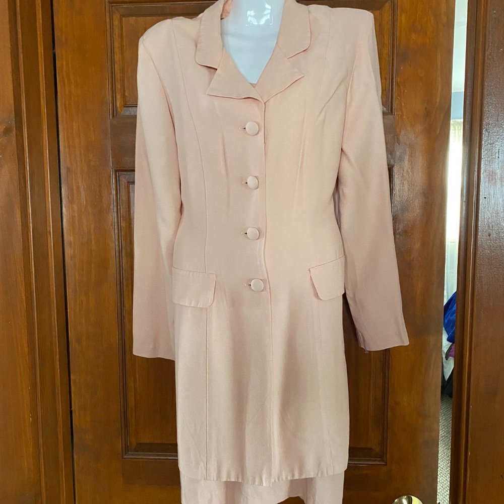 Vintage Lew Magram  Long Blazer &  Matching Dress  Size 10 Peach